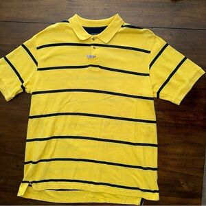 Austin Clothing Co Mens Yellow Navy Stripe Short Sleeve Cotton Polo Shirt XL